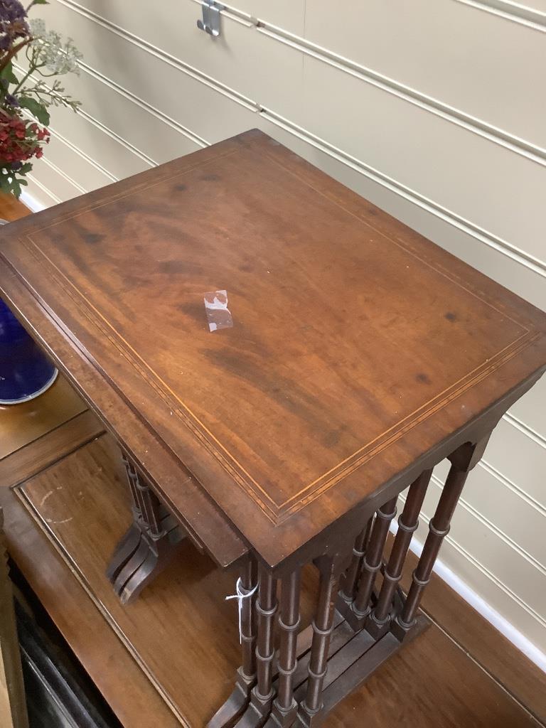 A quartetto of Edwardian satinwood banded mahogany tea tables, width 42cm, depth 31cm, height 61cm